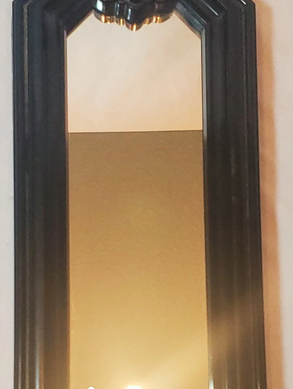 Home Interiors Homco Vtg Wall Mirror Sconce Candle Holder in Black Plastic Retro